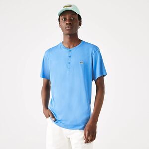 Lacoste Mens Henley Neck Pima Cotton Jersey T-Shirt Shirt, Bellflower Blue